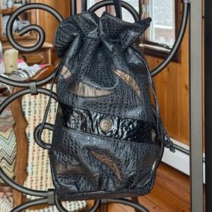 Vintage NAS BAG Satchel Bucket Bag with Drawstrings for Cinch Purse Snake Print